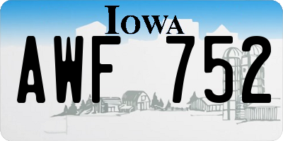 IA license plate AWF752