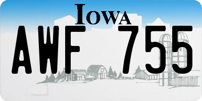 IA license plate AWF755