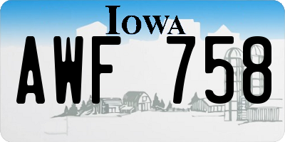 IA license plate AWF758