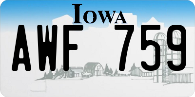 IA license plate AWF759