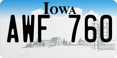 IA license plate AWF760