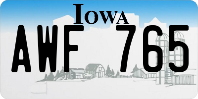 IA license plate AWF765
