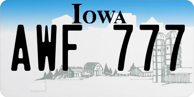IA license plate AWF777