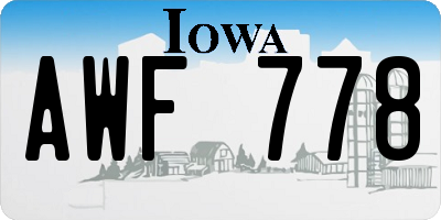 IA license plate AWF778