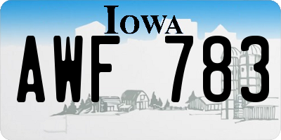 IA license plate AWF783