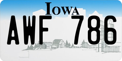IA license plate AWF786