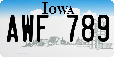IA license plate AWF789