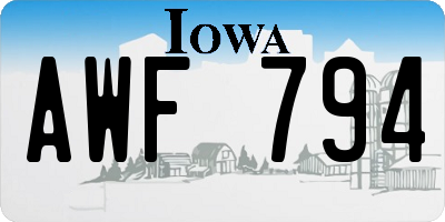 IA license plate AWF794