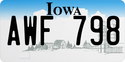 IA license plate AWF798