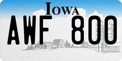 IA license plate AWF800
