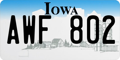 IA license plate AWF802