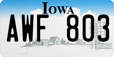 IA license plate AWF803