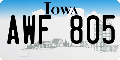 IA license plate AWF805
