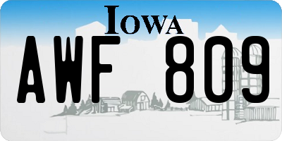 IA license plate AWF809