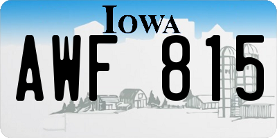 IA license plate AWF815