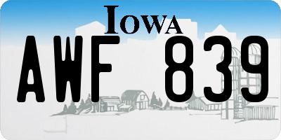 IA license plate AWF839