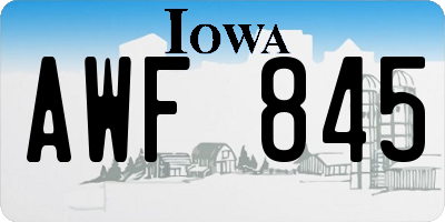 IA license plate AWF845