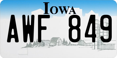 IA license plate AWF849