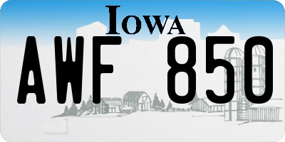 IA license plate AWF850