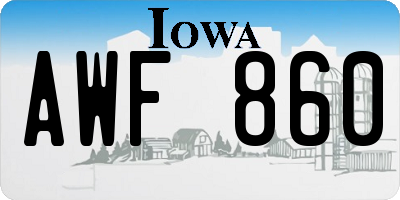 IA license plate AWF860