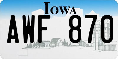 IA license plate AWF870