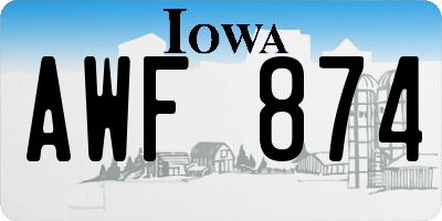 IA license plate AWF874
