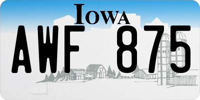 IA license plate AWF875