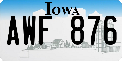 IA license plate AWF876