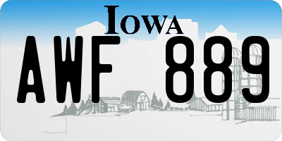 IA license plate AWF889