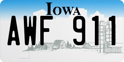 IA license plate AWF911