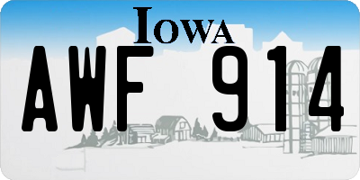 IA license plate AWF914