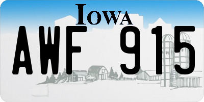 IA license plate AWF915