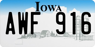 IA license plate AWF916
