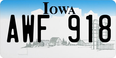 IA license plate AWF918
