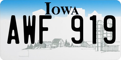 IA license plate AWF919