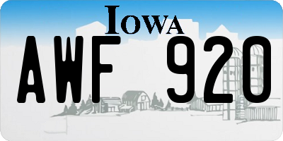 IA license plate AWF920
