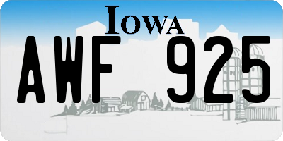 IA license plate AWF925