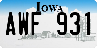 IA license plate AWF931