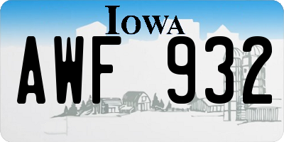 IA license plate AWF932
