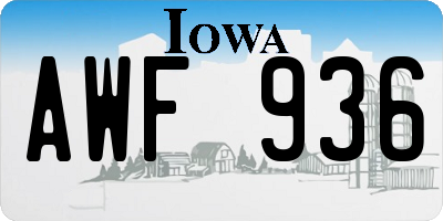 IA license plate AWF936
