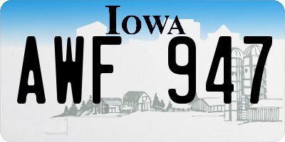 IA license plate AWF947