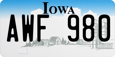 IA license plate AWF980