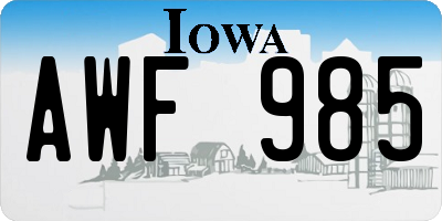 IA license plate AWF985