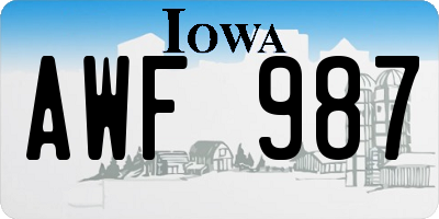 IA license plate AWF987