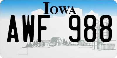 IA license plate AWF988