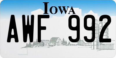 IA license plate AWF992
