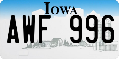 IA license plate AWF996