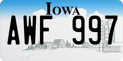 IA license plate AWF997