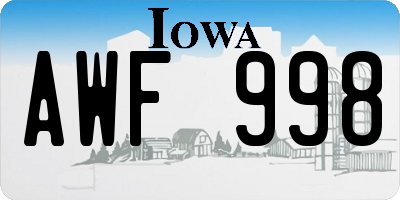 IA license plate AWF998