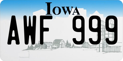 IA license plate AWF999